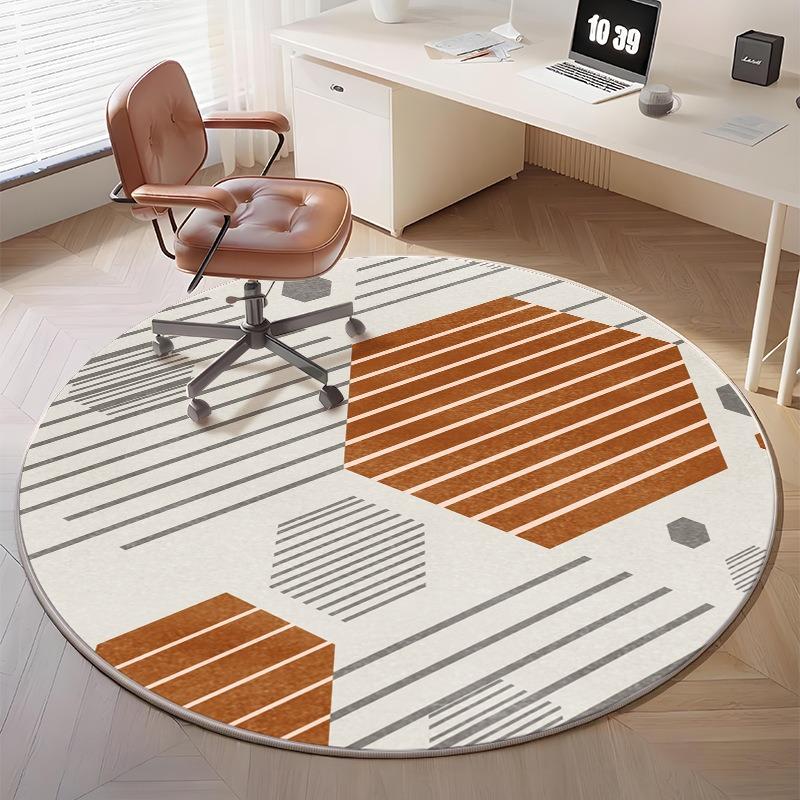 Minimalistischer geometrischer runder Teppich – Moderner abstrakter Akzent für stilvolle Heimbüro-Dekoration