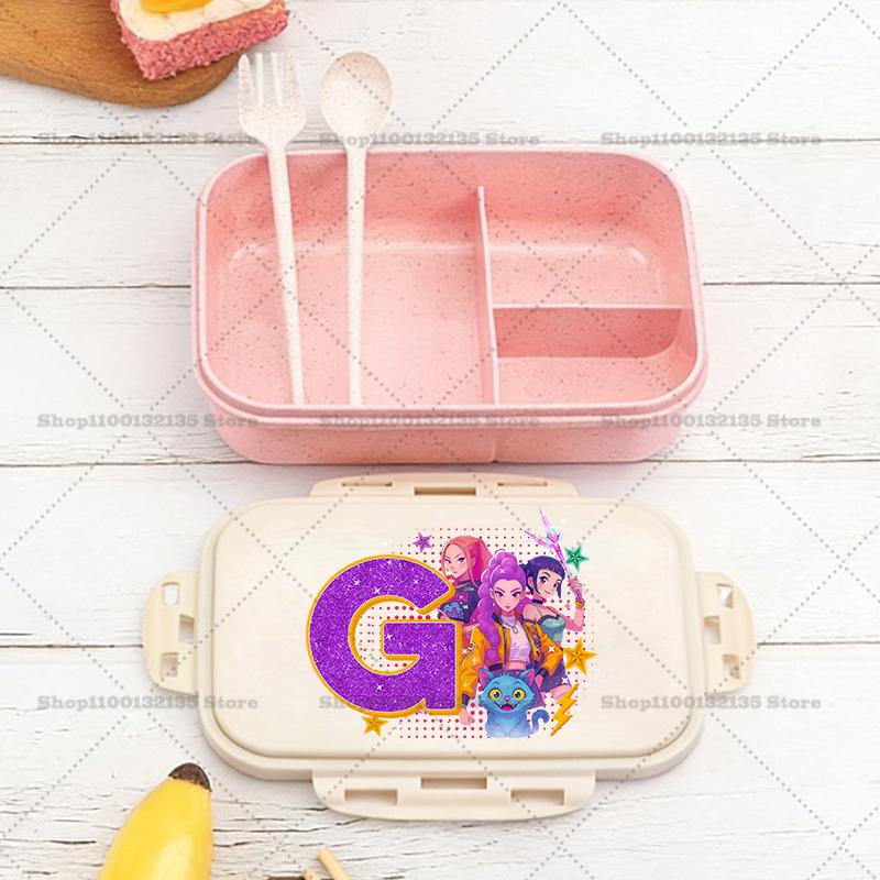 Kpop Demon Hunters Boy Girl Lunch Box Anime Portable Bento Boxs Student Hermetic Food Crisper Single Layer Capacity Kids Gift