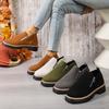 Round Toe Side Zipper Short Boots Chunky Heel Women's Flats Booties Ankle Boots Comfortable Leather Lined Shoes for Autumn