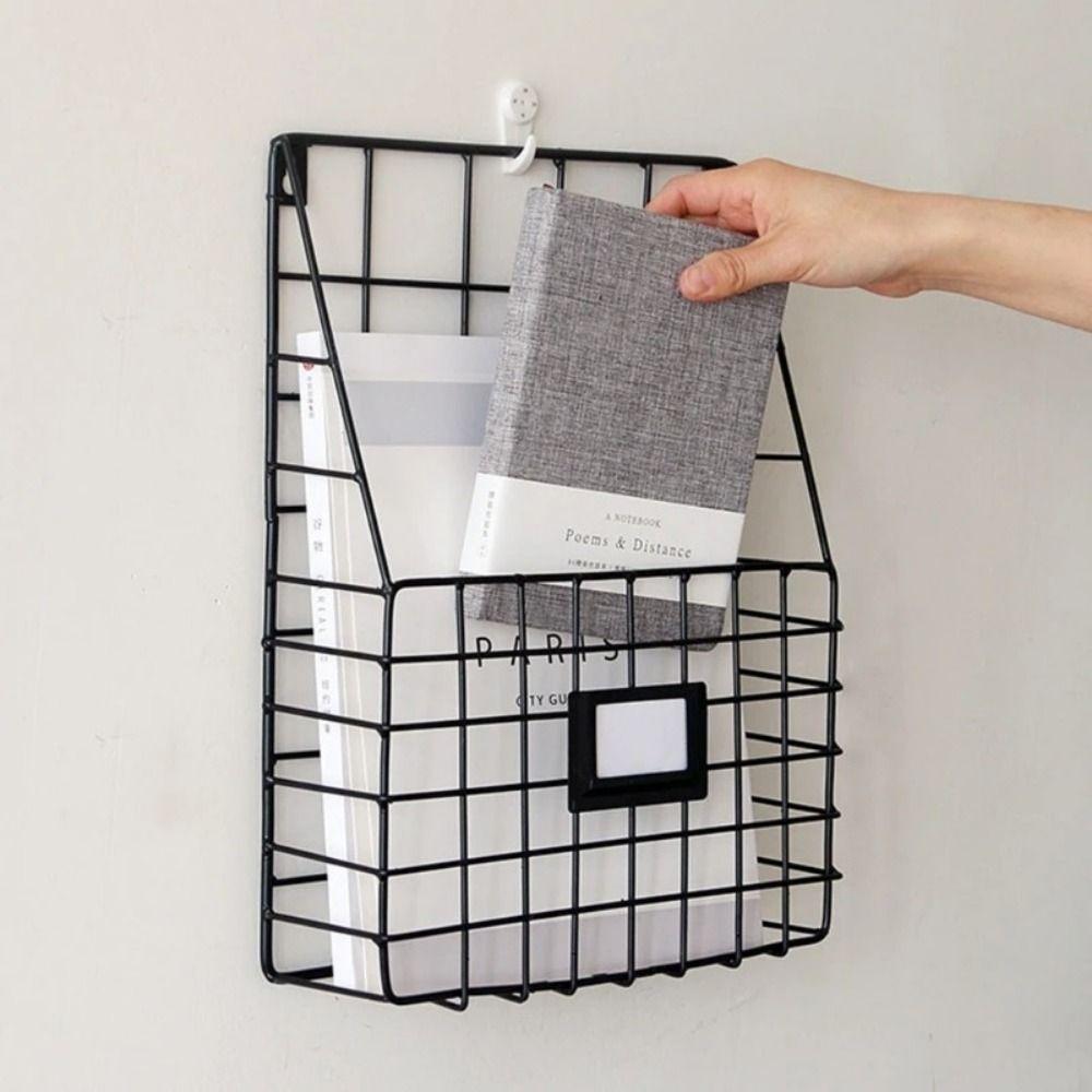 Wall Mounted Mail Organizer Metal Mesh Wire Basket Economic Foyer Storage Shelf Office