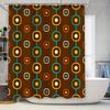 Tenda da Doccia Retrò Vintage con Motivo Geometrico, Rivestimento Decorativo per Vasca da Bagno, Set da Bagno Include 12 Ganci (Marrone)