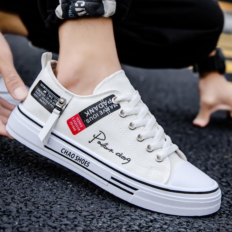 Breathable Men's Canvas Shoes, Hong Kong Style Men's Shoes Casual Shoes Tide Lightweight Low-top Board Shoes