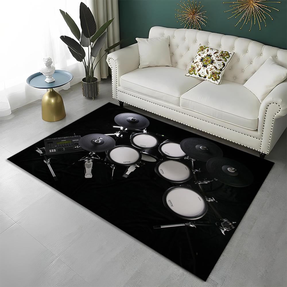 Music Instruments Drum Kit Drum Set Carpet Rug for Home Living Room Bedroom Sofa Doormat Decor,kids Area Rug Non-slip Floor Mat