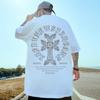 Nuova Tendenza Maglietta da Uomo Stampa Croce Inglese Manica Corta per Uomo Moda Casual Unisex Abbigliamento Magliette Larghe Oversize Top