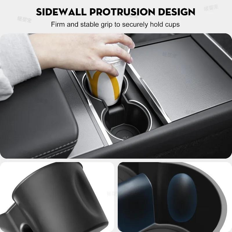 Organizer Accessories Center Console Water Cup Holder for Tesla Model Y Juniper Model 3 2026 TPE Coaster Mat Pad Model Y Juniper
