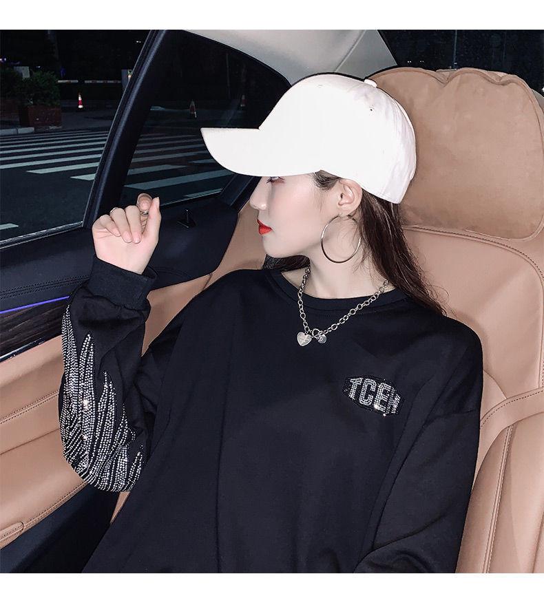 Women's Personalized Rhinestone Hoodie - Spring/Autumn 2023, Plus Size, Stylish Loose Fit