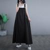 Women Summer Vintage Loose Denim Overall Dress - Adjustable Shoulder Straps Square Collar Side