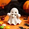 PLA Plastic Decor Halloween Ghost Figurine, 3D Printed Cute Face Statue, Spooky Night Atmosphere Tabletop Ornament for Shelf, Desk, Home Party Novelty