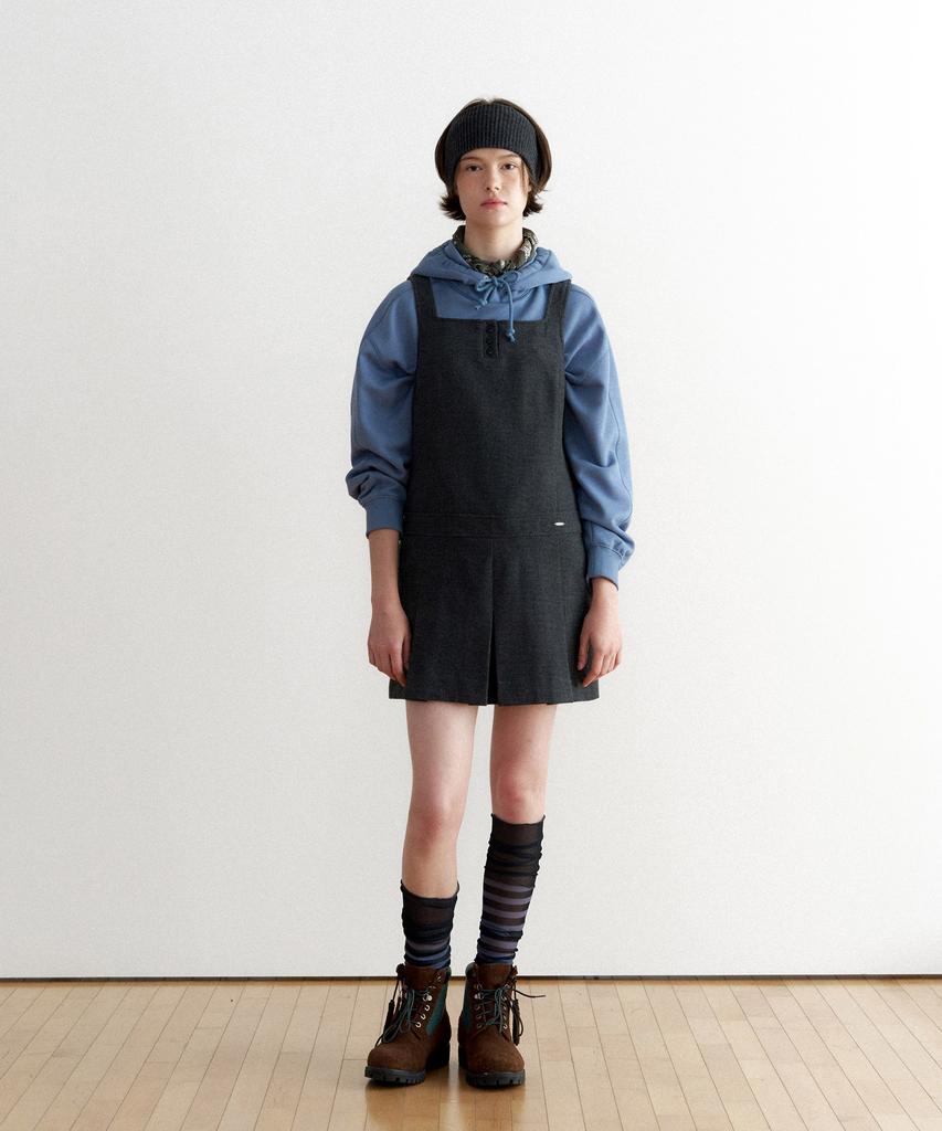 Covernat Woman Pleated Layered Dress Charcoal
