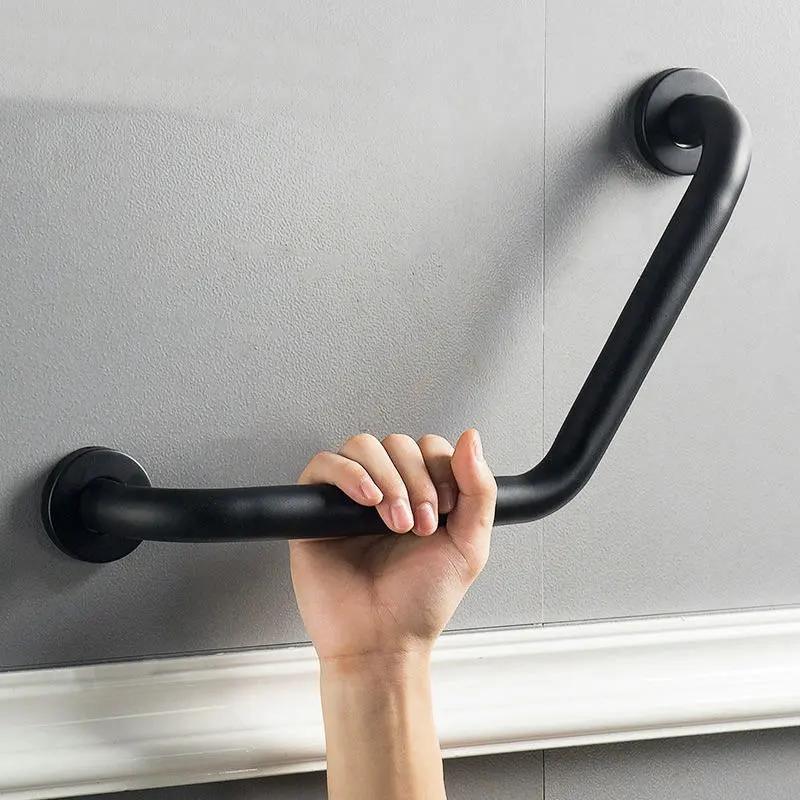 Bathroom Bathtub Black Stainless Steel Armrest Toilet  Handle Grab Bar Toilet Elderly Accessibility Railing