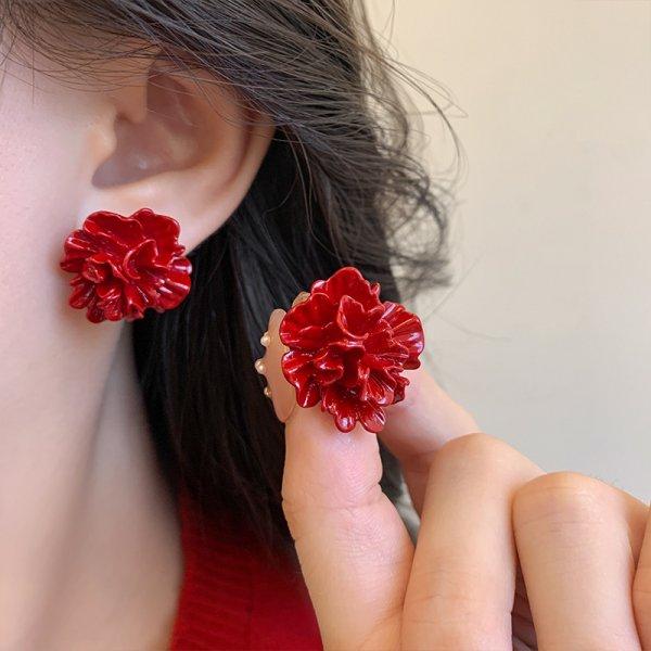 Minimalistische weinrote quadratische Ohrstecker für Damen Goldfarbener Kreis Vintage Geometrie Herz Ohrringe 2025 Neues Design Schmuck