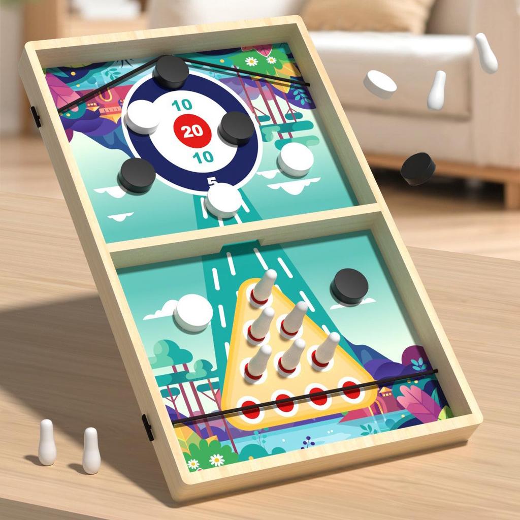 Children's Wooden Bounce Connect Four: Parent-Child Interactive Chess Game for Early Education and Strategic Thinking