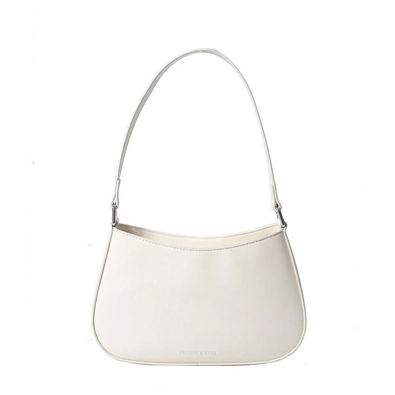 PU Zipper Shoulder Bag for Women Simple Stitching Handbag High Quality Solid Color Fashion