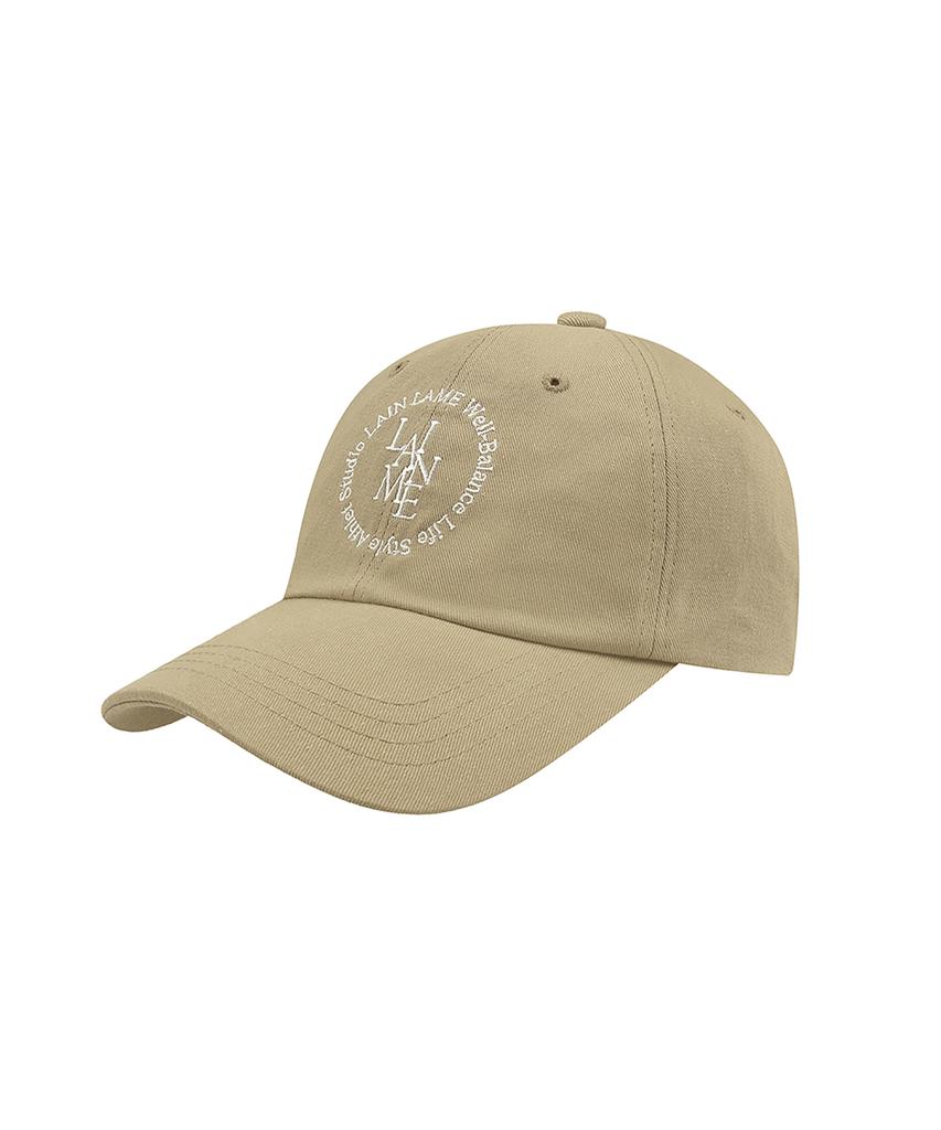 Leinleim Unisex Bio-gewaschene runde Logo-Baseballkappe Beige