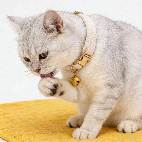 Adjustable Cat Collar Soft Pet Collar with Removable Bell Plain Color Pet Collar for Small Dogs Cats Kitten Outdoor Walks Safety