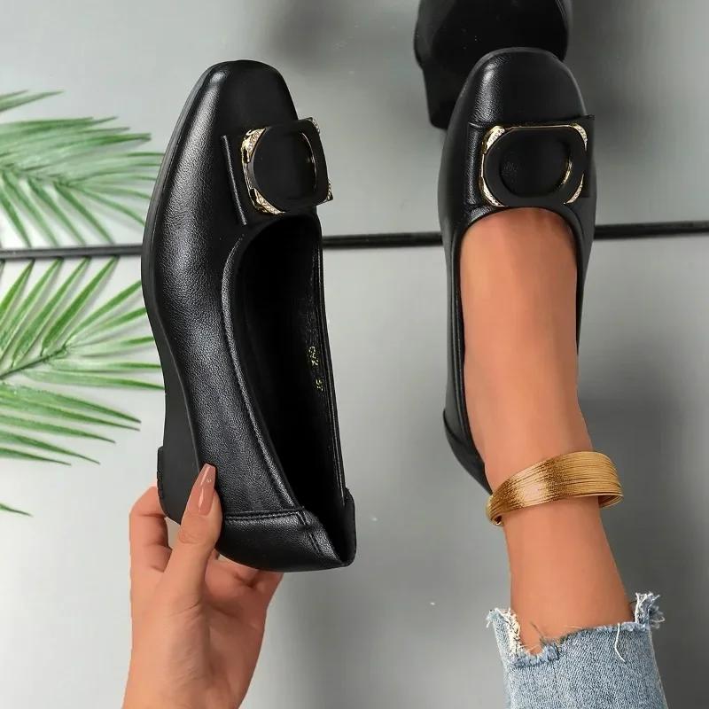 Fashion Elegant 2024 New Hot-selling Versatile Solid Color Comfortable Slip-on Women's Shoes New Flat Shoes Round Toe Women's Loafers