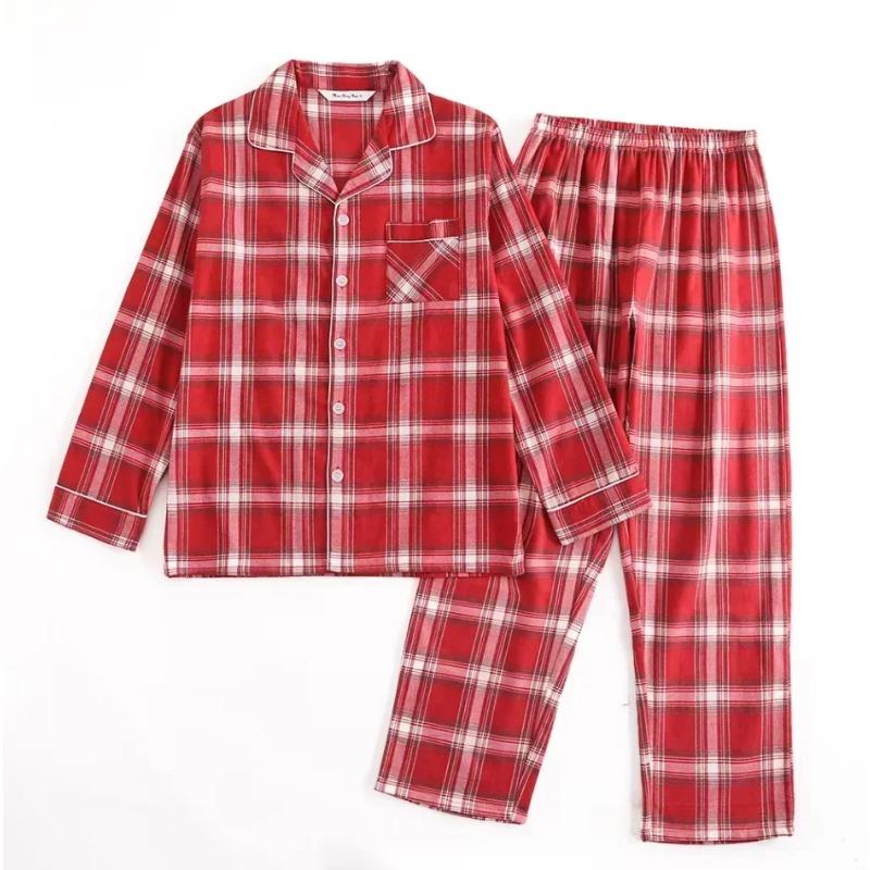 Plaid Design Multi Colors Warm Cotton Flannel Long-sleeved Trousers Pajamas for Men Autumn and Winter Homewear Sleepwear Sets