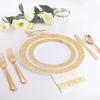 25PCS 7.5" Gold Lace Disposable Plastic Plates Wedding Birthday Party Christmas