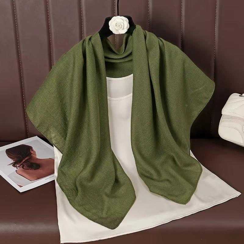 Thin Soft Square Scarves for Women Simplicity Solid Color Cotton Linen Headscarf Muslim Female's Hijabs Bag Accessories