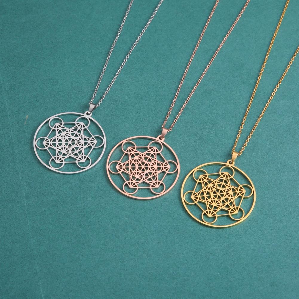 Nerezová ocel Andělské těsnění Archanděl Metatron Náhrdelníky Ženy Muži Geometrické Tajemství Kabbalistů Zahrada Šalamoun Šperky Geometrické Náhrdelníky