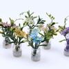 New 1:12 Dollhouse Miniature Simulation Vase Plastic 8 Styles Finished Flower Rose Garden Plant Miniature Dollhouse Decorations