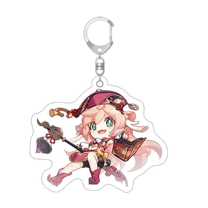 High Quality Genshin Impact Acrylic Keychain Anime Cartoon Kawaii Keyring Pendant