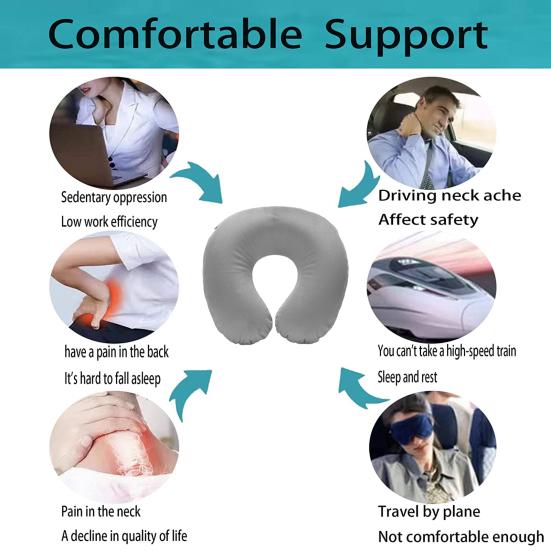 U-shaped Neck Cushion Inflatable Memory Foam Fatigue Relief Flight Headrest Sleep U-shaped Cushion Plane Accessories