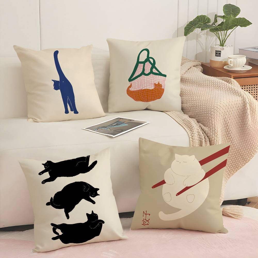 Minimalist Cute Animal Wall Art Pillow Case Plush Fabric Soft Pillowcase Double Sided Print Cushion Cover Household Gifts