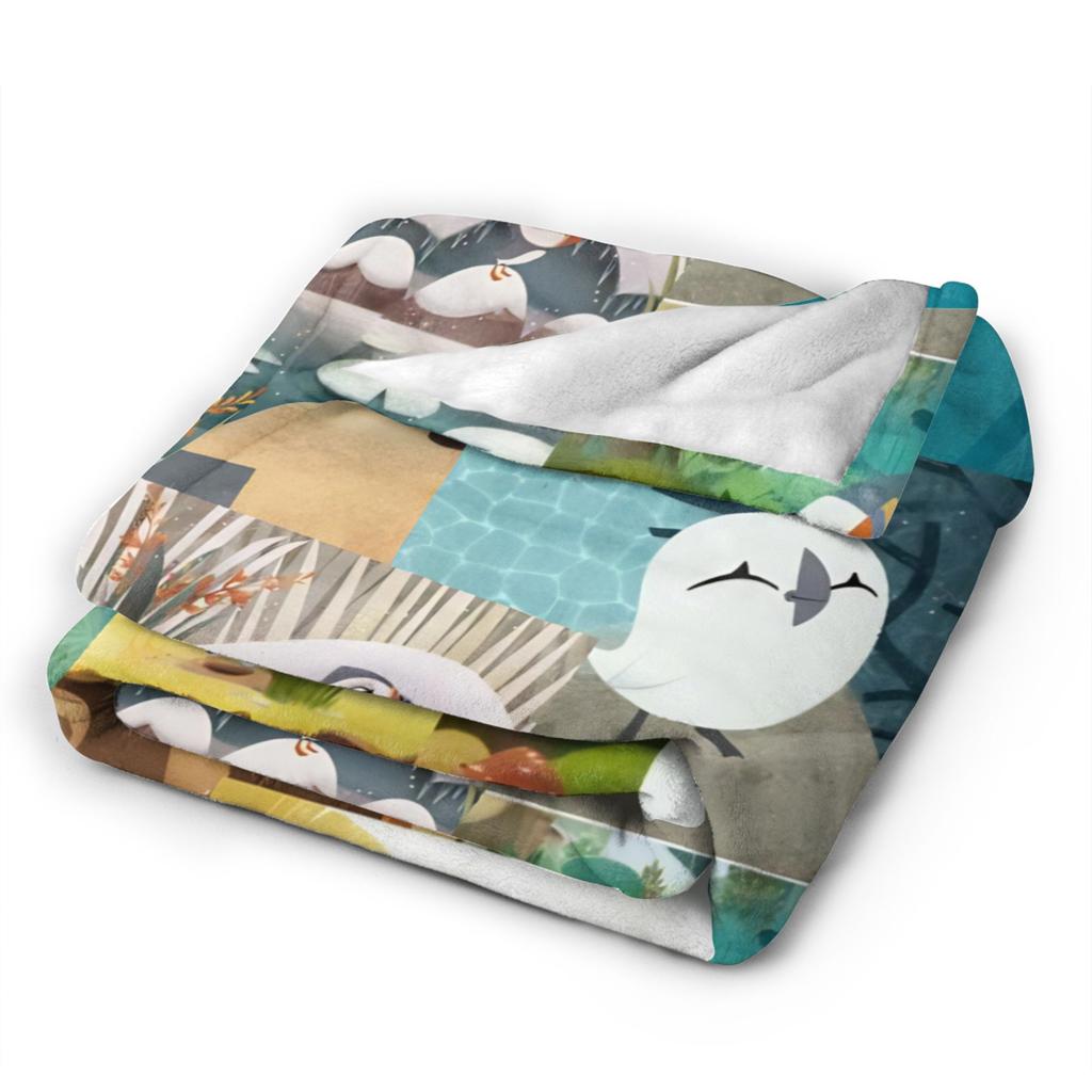 Puffin Rock Oona Baba Mode-Decke Korallenfleece Plüsch Ganzjahres-Zeichentrick-TV-Wasserfarbe Tragbar Ultra-Weich Überwurf Mode-Decke für Couch