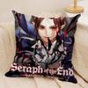SSeraph Of The End Cushion Cover Silky Short Plush Invisible Zipper Dustproof Sofa Pillow Case For Home Decor