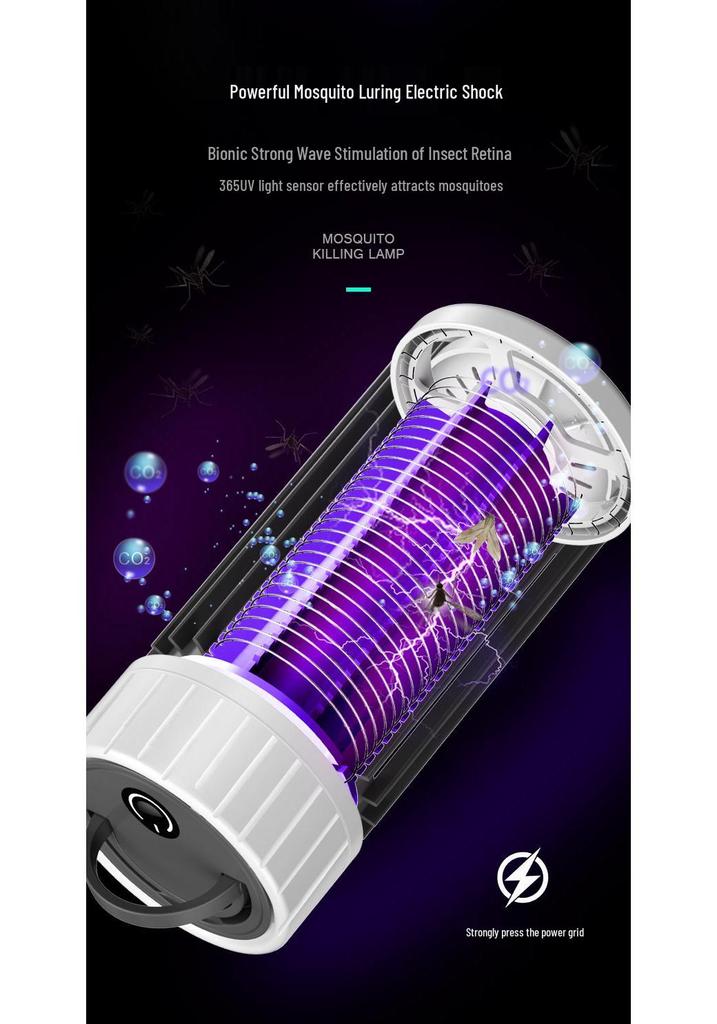 Rechargeable Electric Mosquito Killer Lamp with Swatter & Light Wave Attracts Mosquitoes for Insect Control