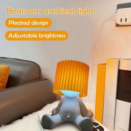LED Gece Lambası Yumuşak Parıltı Yaratıcı Şekil Yaygın Uygulama Komik Tak-Çalıştır Masa Lambası Çocuk Şeklinde Başucu Lambası Dekorasyonu