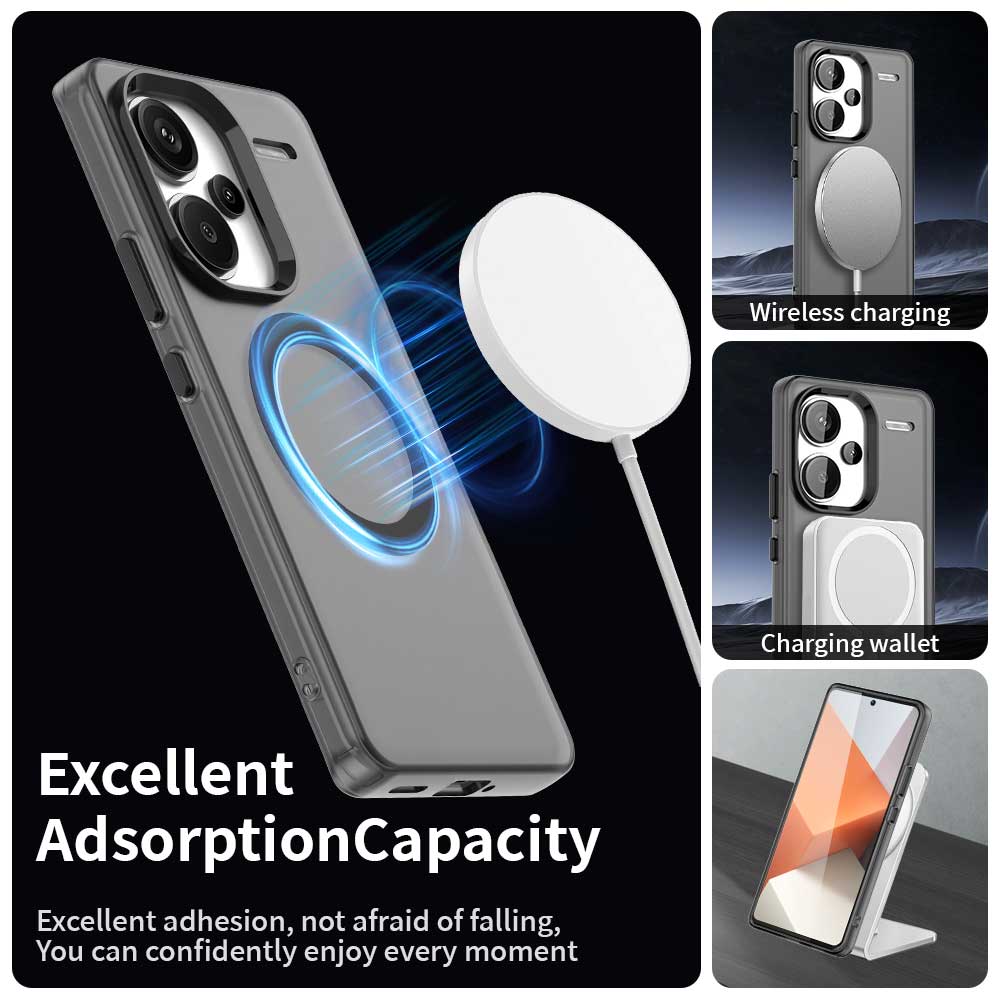 Pour Redmi Note 13 Pro Plus 5G Coque Magnétique Charge Sans Fil Funda Redmi Note 13 Pro+ Plus Coque Arrière en PC Mate Translucide