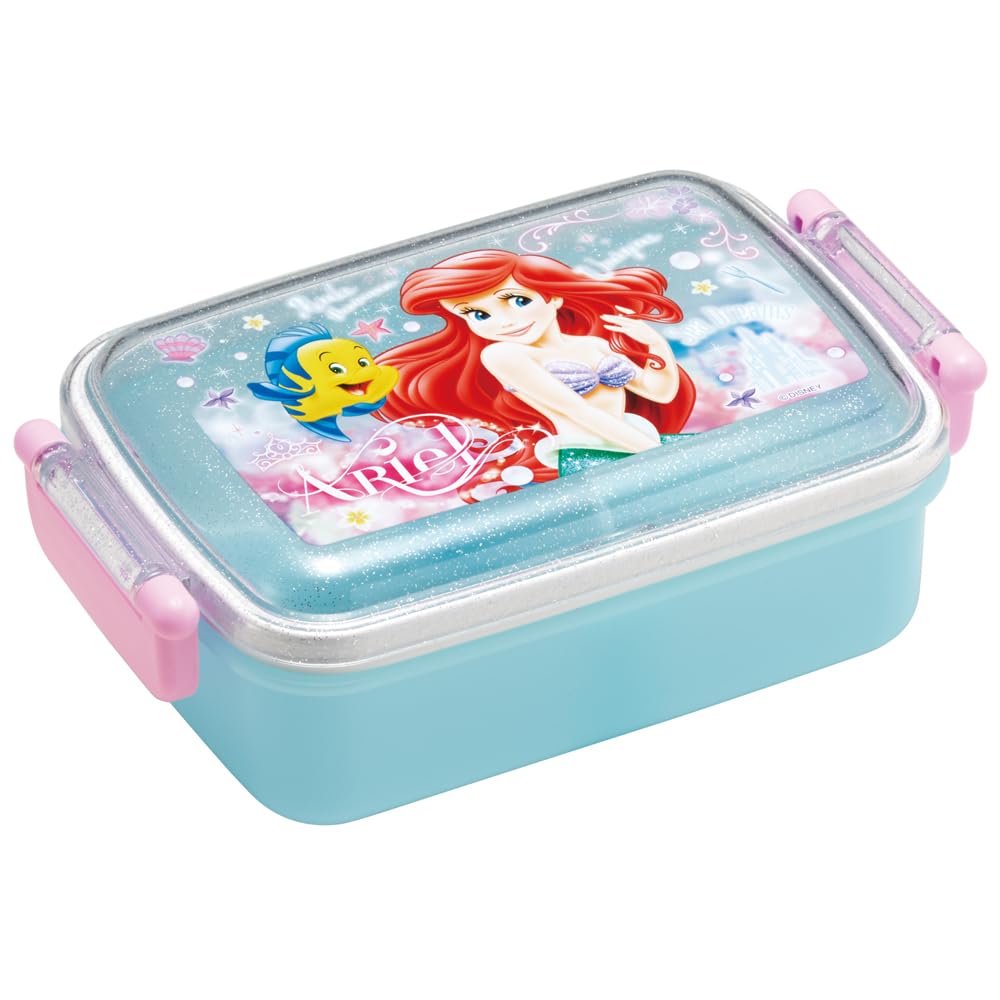 Skater Lunch z miękkim pojedynczym pojemnikiem Disney 24 lata Pudełko dla dzieci, 450 ml, Kopułkowa pokrywka, Poziom, Japonia, Ariel, Stary, Dziewczęcy, RBF3ANAG-A