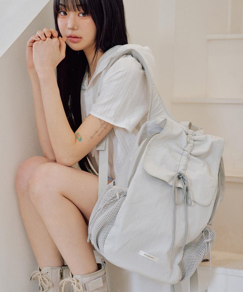 Zeroplanet Nylon Shirred Ribbon Backpack [Grey]