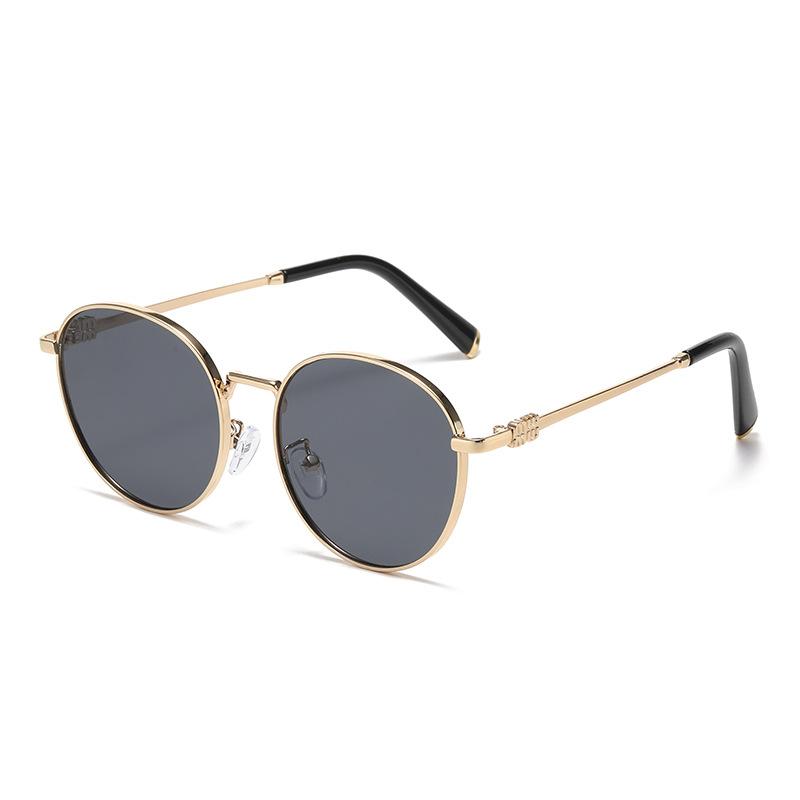 Unisex Stylish High-end Metal Round Framed Sunglasses UV400 Protection Comfortable Design Protect Eyes Decorative Glasses