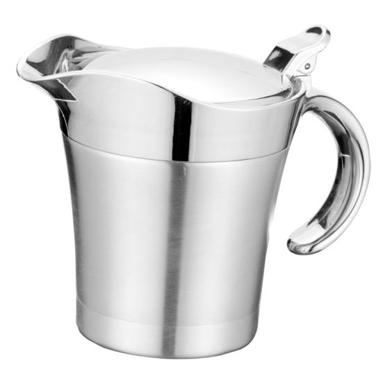 Oală cu sos din oțel inoxidabil 400/800 ml pentru sos cu capac cu balamale, cu perete dublu