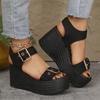 Fashion 2025Women's Wedge Sandals Retro Belt Buckle Casual Platform Sandals for Women Thick Bottom High Heels Sandals Sandalias De Mujer