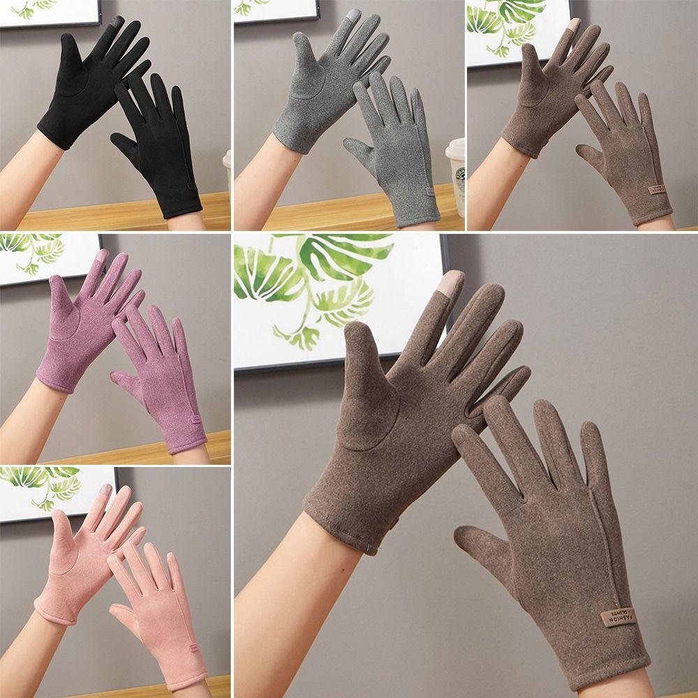 Warm Riding Gloves Solid Color Touchscreen Gloves Korean Style Full Finger Mittens Women
