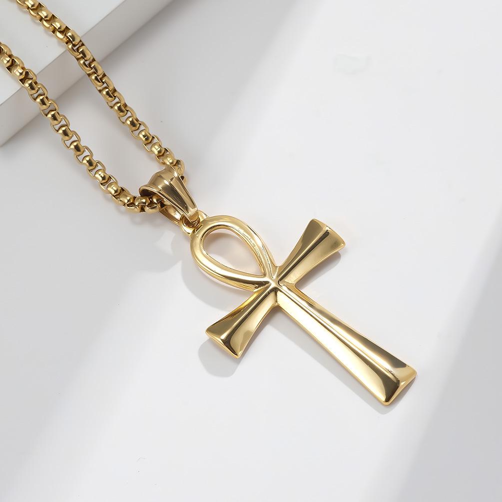 Φυλαχτό Κρεμαστό Αιγυπτιακό Ankh Crucifix Κολιέ Μενταγιόν από ανοξείδωτο ατσάλι Σύμβολο της ζωής Σταυρός κολιέ Κοσμήματα Δώρα Αλυσίδες