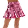 Womens Shiny Metallic Skirt Holographic Skater Skirt High Wasit Flared Skirt for Party Cocktail