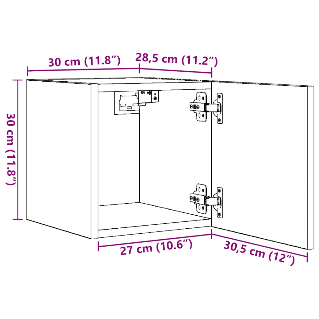 Wall Mounted TV Cabinet Concrete Grey 30.5 x 30 x 30 cm