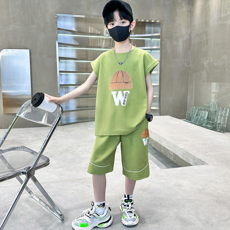 Boys' Summer Suits Summer Clothes Big Children's Summer Thin Short-sleeved Children's Two-piece Clothes