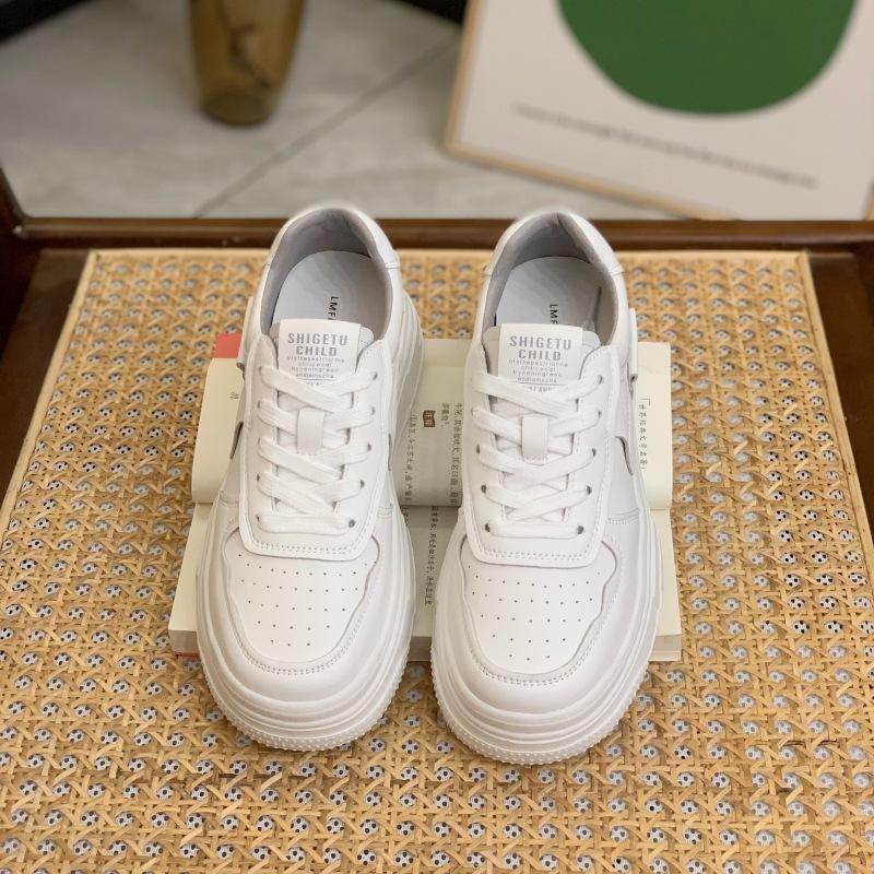 Genuine Leather Thick Soles Women's Spring Casual Sports Shoes