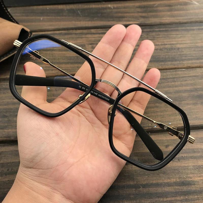 Neue Blaulichtfilter Doppelbalken Quadratische Kurzsichtigkeitsbrille Übergroß Herren Damen Mattes Gestell Korrektionsbrille Dioptrien -1.0 Bis -6.0