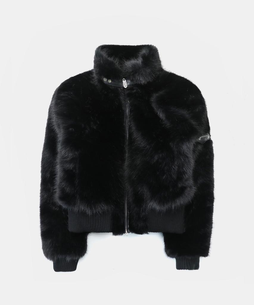 Badblood Viper 81 High-Neck Fur Jacket - Black
