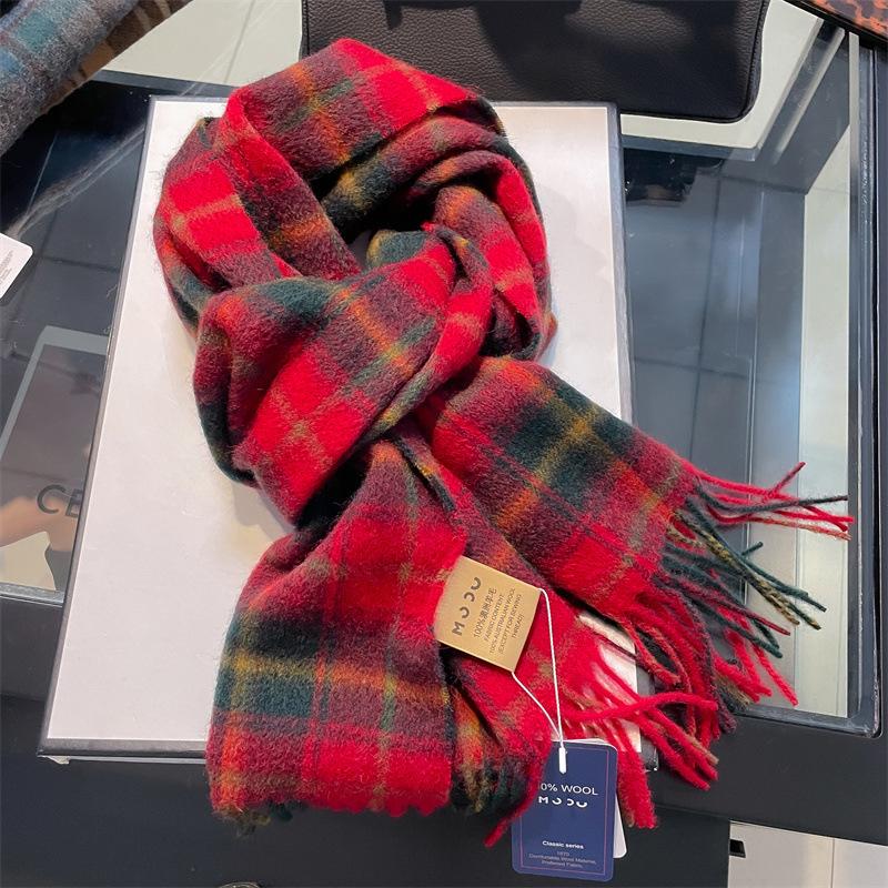 Plaid Scarf Women's Winter Winter Student Versatile Men's and Women's Warm Couple Wool Scarf