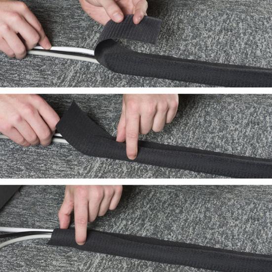 3 Meter Floor Cable Protection Cover Adjustable Soft Fasten Tape Reusable Black Keep Neat Cuttable Carpet Bedroom Living Room Wire Organizer Household