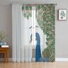 Peacock Tulle Sheer Window Curtains For Living Room The Bedroom Modern Chiffon Voile Organza Curtains Decor Drapes