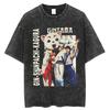 Japanese Anime Gintama T-shirt Sakata Gintoki Graphic Vintage Washed Oversized T Shirt Men's Clothing Polyester Short Sleeve Tees